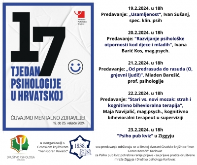 Društvo psihologa Karlovac u 17. Tjednu psihologije