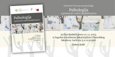 Psihologija u promociji i zaštiti ljudskih prava - poziv na predstavljanje zbornika - 10.12.25.