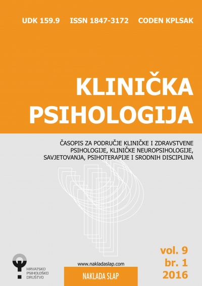 Klinička psihologija - novi broj časopisa Vol 9, br. 1 2016