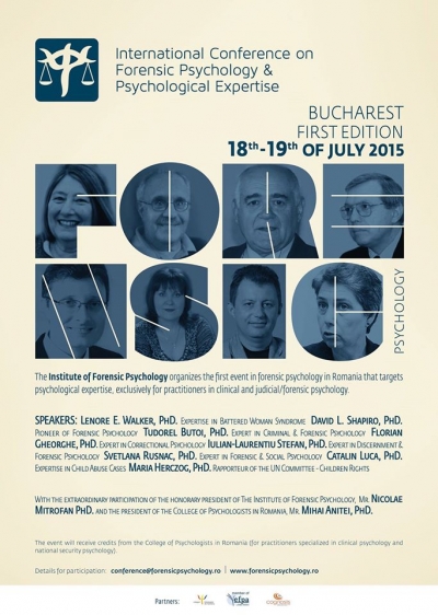 Međunarodna konferencija forenzične psihologije i psihološke ekspertize - u Bukureštu