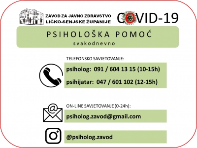 O aktivnostima psihologa u korona-krizi u Ličko-senjskoj županiji - izvještava Kristina Manestar
