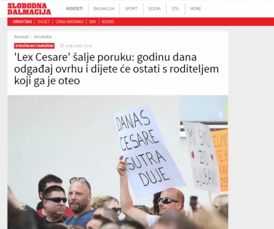 Stručnjaci Poliklinike za zaštitu djece i mladih Grada Zagreba - o slučaju "lex cesare" - piše Slobodna Dalmacija