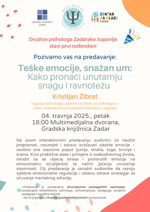 Društvo psihologa Zadar - obilježavanje prvog rođendana društva 4.4.25.