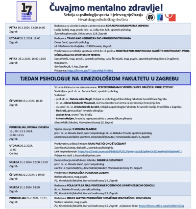 Sekcija za psihologiju sporta i tjelesnog vježbanja u 17. Tjednu psihologije