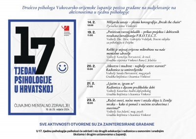 Dru&scaron;tvo psihologa Vukovarsko-srijemske županije - u 17. Tjednu psihologije